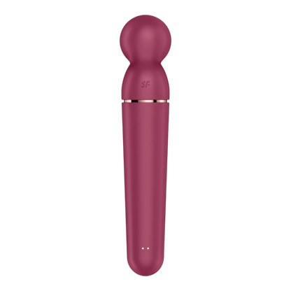 Vue profil droit du wand rouge avec logo SF et indicateurs LED sur le corps en silicone - Oh My God'Z