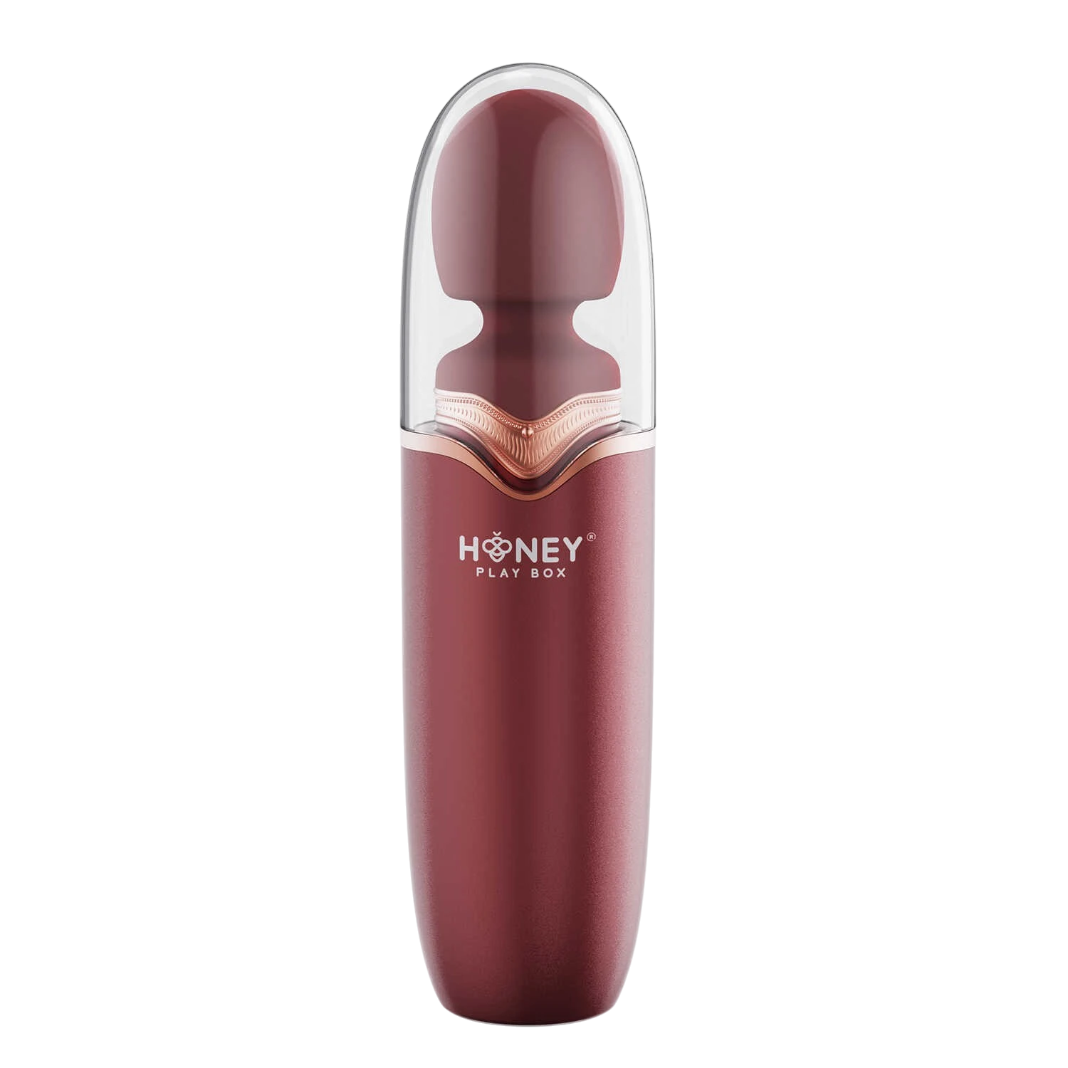 Wand Stormi bordeaux dans son étui de charge transparent, design élégant et compact - Oh My God'Z