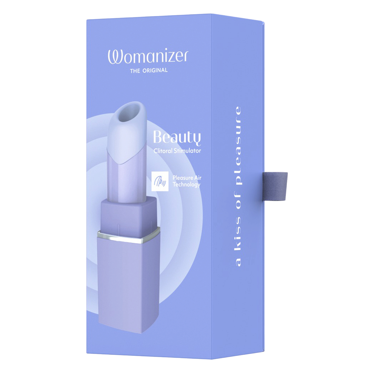 Boite bleue du Womanizer Beauty violet, stimulateur clitoridien Pleasure Air, emballage de la marque - Oh My God'Z