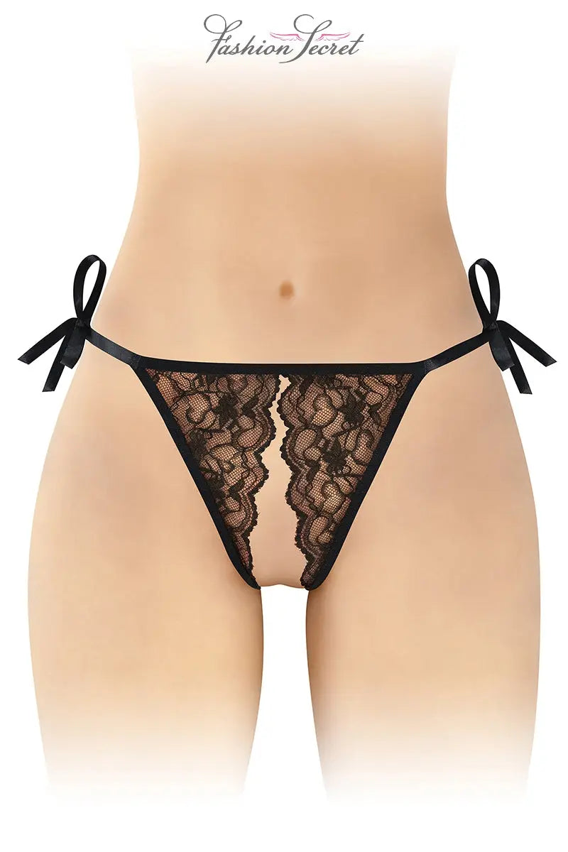Oh My God'Z - String ouvert - Stella - taille unique - bdsm - femme - sexy - lingerie - érotisme - noir